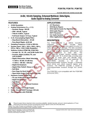 PCM1782DBQR datasheet  